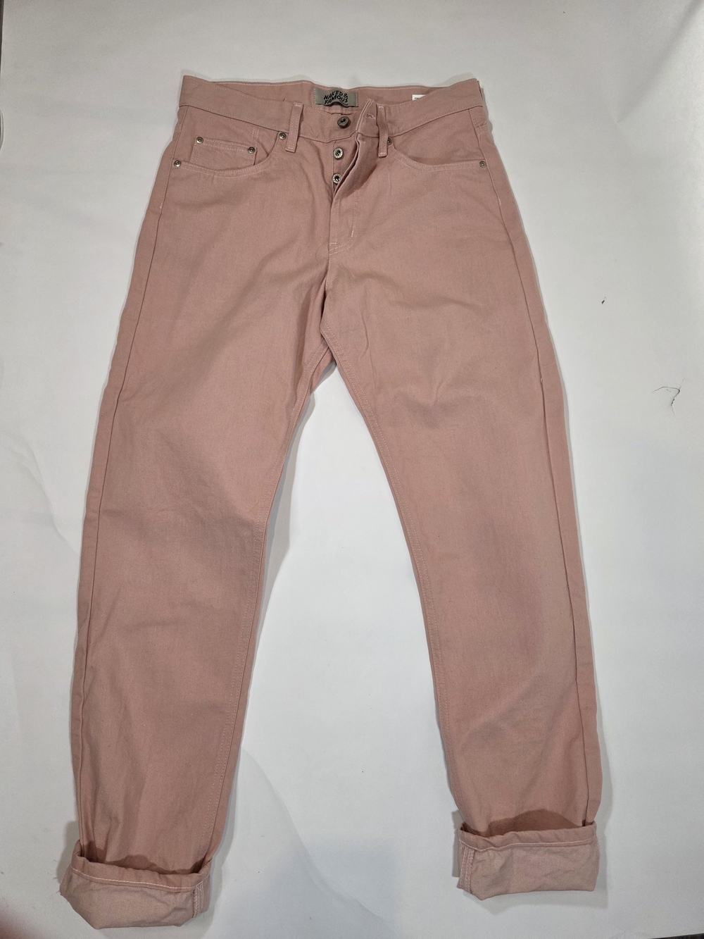 Naked And Famous Denim Dusty Rose Button-Fly Jeans Size 32